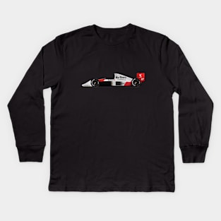 Ayrton Senna's McLaren Honda MP4/5 Illustration Kids Long Sleeve T-Shirt